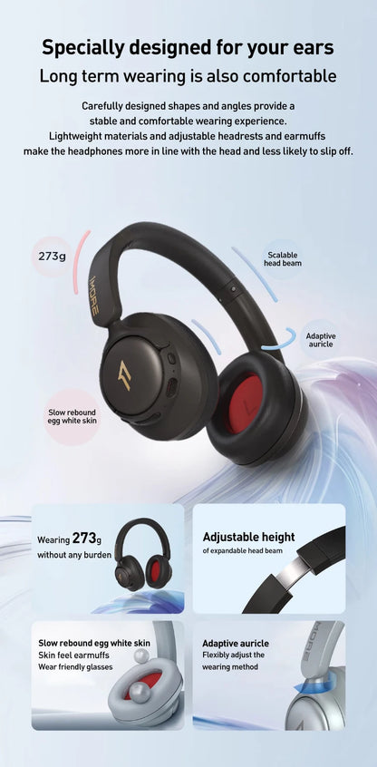 1MORE SonoFlow S Wireless Bluetooth Noise Cancelling Headphones 42dB ANC Hi-Res Audio 90H Battery Life Over-Ear Headset