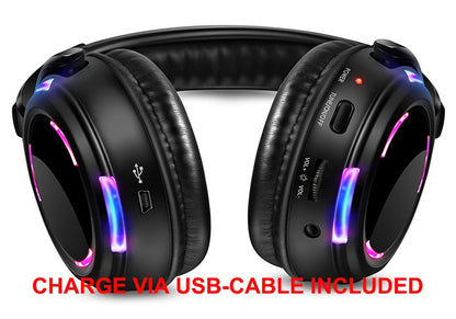Silent Disco Wireless Headphones with LED Rechargeable Battery RF System for Silent Parties,Clubs,Meeting,Concert