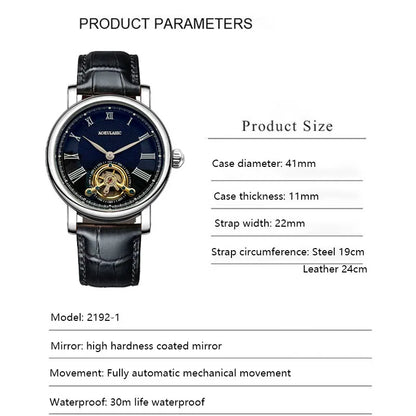 AOKULASIC Brand Men Mechanical Watch Fashion Luxury Business Tourbillion Wristwatch Male Waterproof Sport Automatic Casual Clock