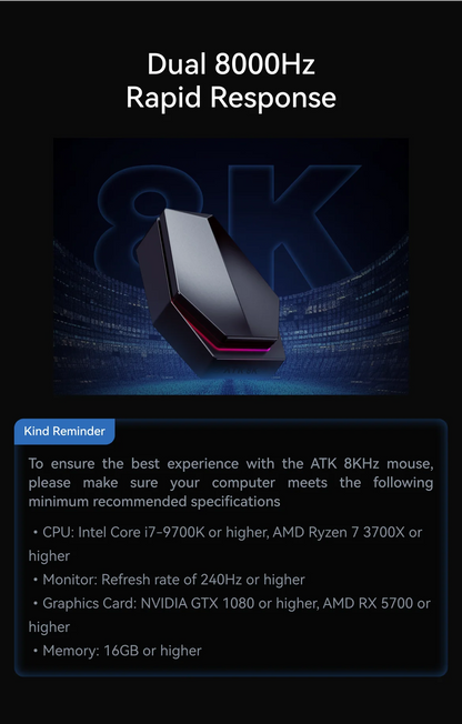 ATK Blazing Sky Z1 Series Wireless Gaming Mouse 8K, PAW3950 Ultra, Dual Mode, Lightweight Esports Mouse with Low Latency