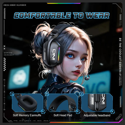 ONIKUMA GT828 Bluetooth Headset Four-mode Connection Over Ear HIFI Stereo Wireless Gaming Headsets with Mic for PC Laptops PS5