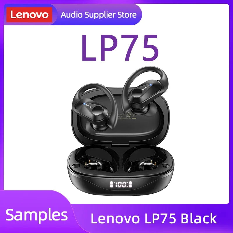 Lenovo LP75 TWS Bluetooth 5.3 Wireless Earphones – LED Display, Noise Reduction, Waterproof True Wireless Earbuds with Microphone & Deep Bass Sound