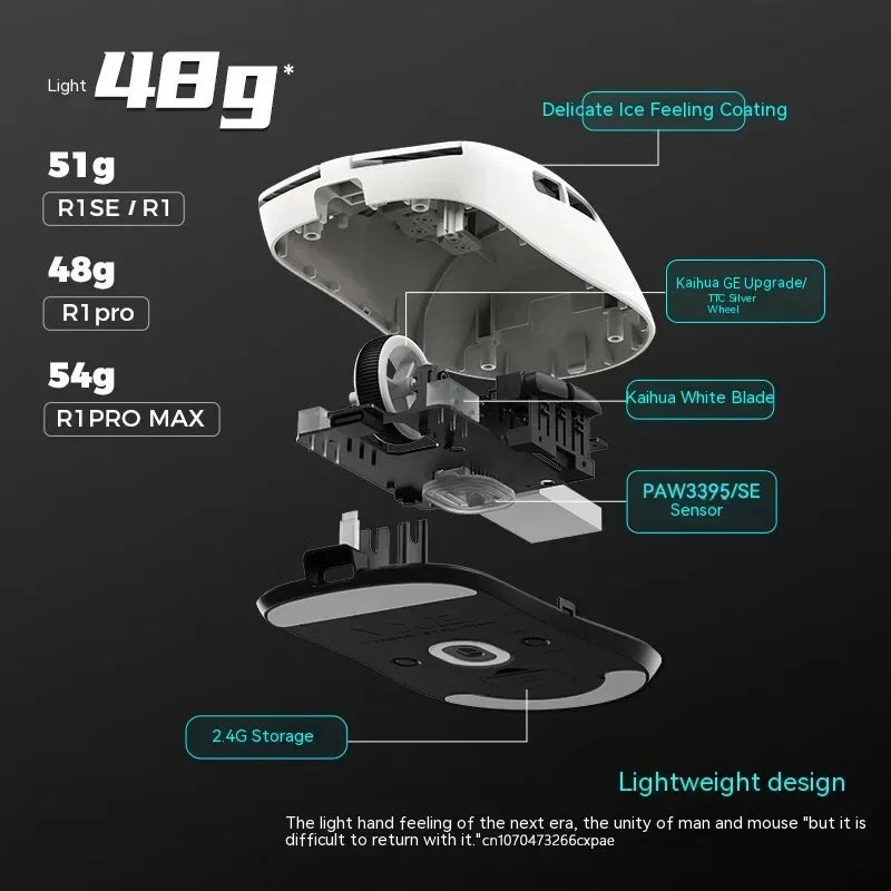 Ασύρματο ποντίκι VXE Dragonfly R1 Pro με αισθητήρα Paw3395, Nordic 52840, 2khz, Smart Speed X, χαμηλή καθυστέρηση, για γραφείο και gaming σε PC
