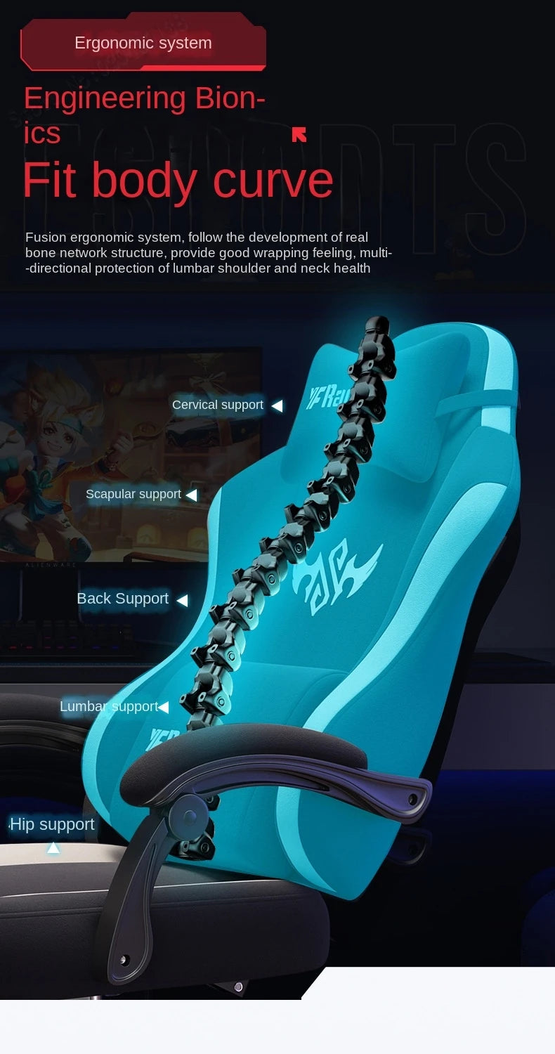 Ergonomic Gaming Chair with Latex Seat Cushion, Adjustable Backrest, Computer Office Chair, Racing Style Gamer Chair with Armrests