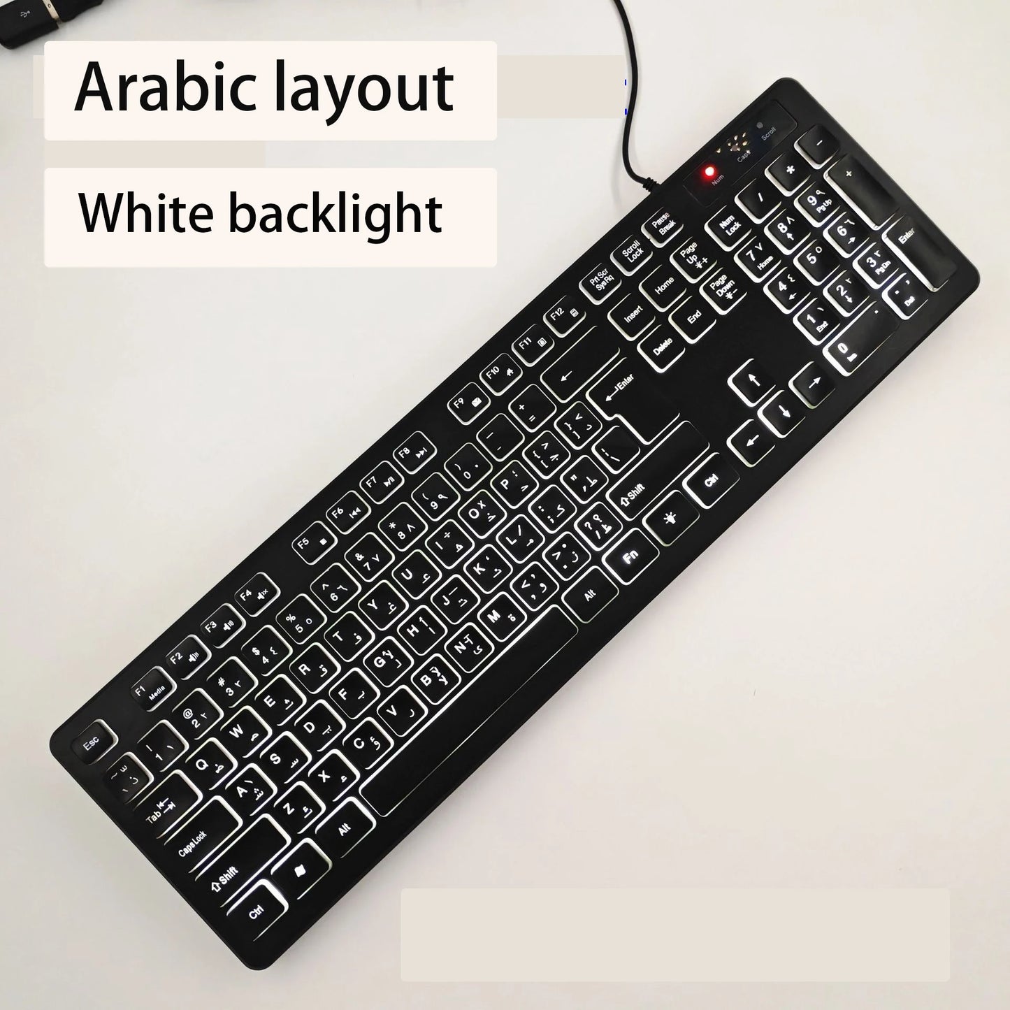 Spanisches/Französisches (AZERTY)/Russisches/Arabisches/Deutsches Tastaturlayout, beleuchtete kabelgebundene Desktop-Gaming-Tastatur für Desktop-Computer und Büro