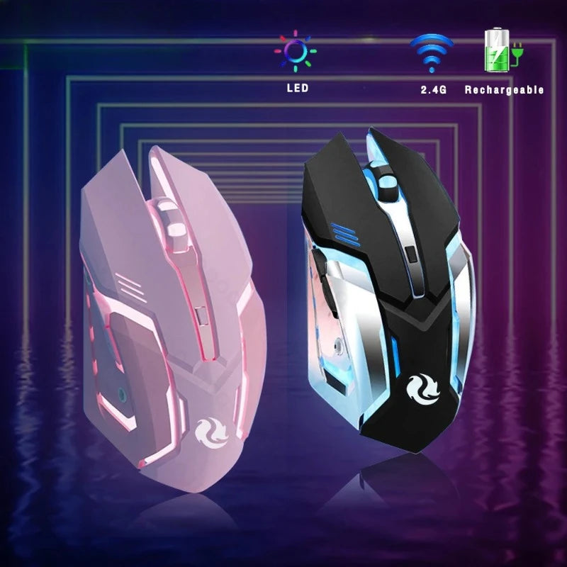 Rechargeable Wireless Gaming Mouse Bluetooth 2.4G Ergonomic LED Backlit Gaming Mouse for PC, Laptop & Mac with 6 Buttons and Adjustable DPI