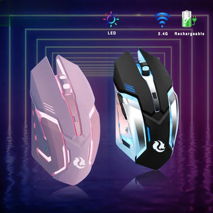 Rechargeable Wireless Gaming Mouse Bluetooth 2.4G Ergonomic LED Backlit Gaming Mouse for PC, Laptop & Mac with 6 Buttons and Adjustable DPI