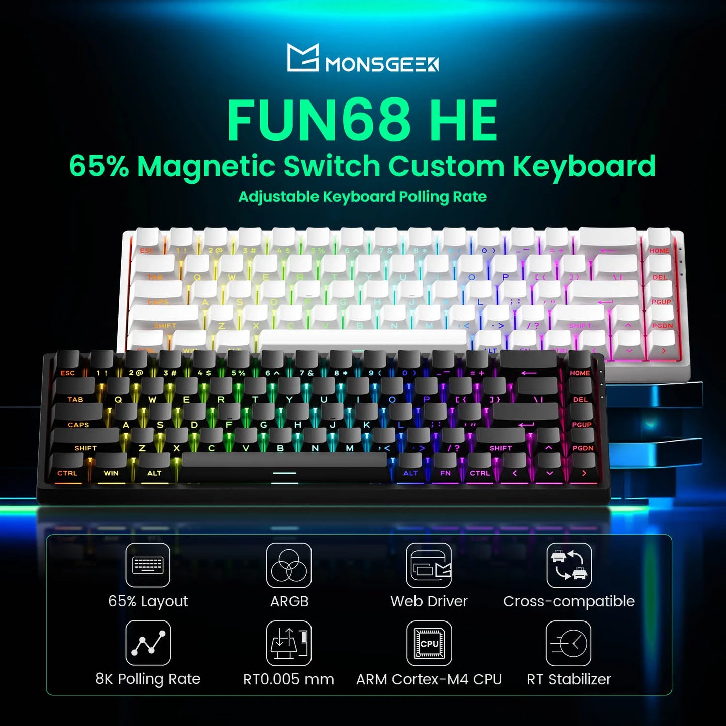 Akko MonsGeek FUN68 FUN60 PRO&MAX HE Magnetische Tastatur 60% 65% Gaming-Tastaturen Rapid Trigger 8K Custom Keyboard Gamer Esports