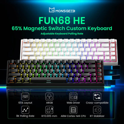 Akko MonsGeek FUN68 FUN60 PRO&MAX HE Magnetische Tastatur 60% 65% Gaming-Tastaturen Rapid Trigger 8K Custom Keyboard Gamer Esports