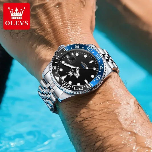 OLEVS 5657 Nouvelle montre pour homme, originale, en acier inoxydable, à quartz, avec date, étanche jusqu'à 30 m, luminescente, sportive, pour homme, idée cadeau, Reloj