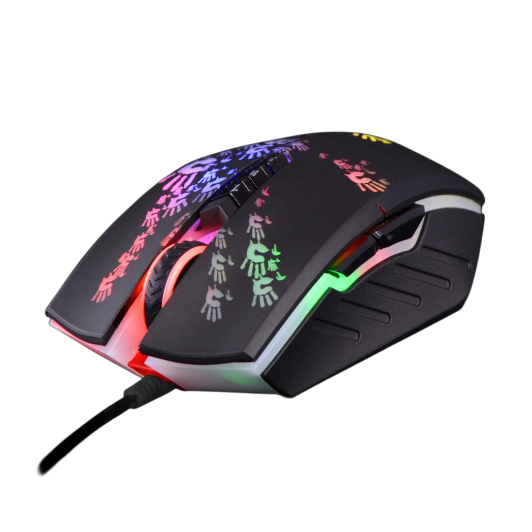 A4Tech Bloody A60 Gaming Mouse RGB Wired Mouse, 6200 CPI, 8 Programmable Macro Keys, Drag Click Gaming Mouse, 1000Hz Polling Rate