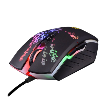 A4Tech Bloody A60 Gaming Mouse RGB Wired Mouse, 6200 CPI, 8 Programmable Macro Keys, Drag Click Gaming Mouse, 1000Hz Polling Rate
