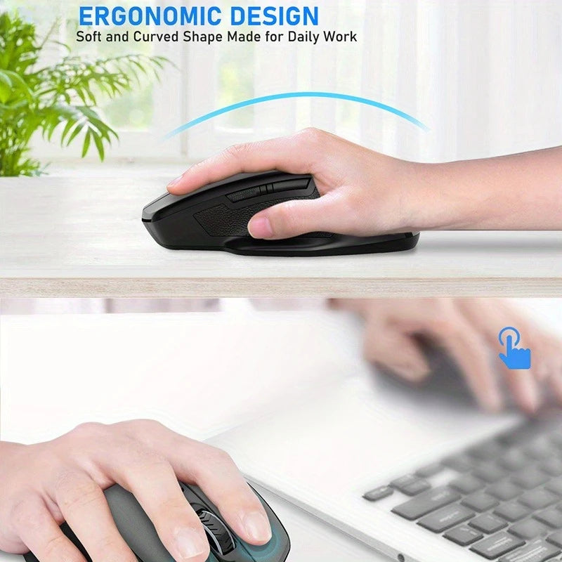 E-YOOSO 2.4G Wireless Ergonomic Mouse, 4800 DPI Optical Wireless Mouse with USB Receiver, Portable Computer Mouse for PC, Laptop & Office
