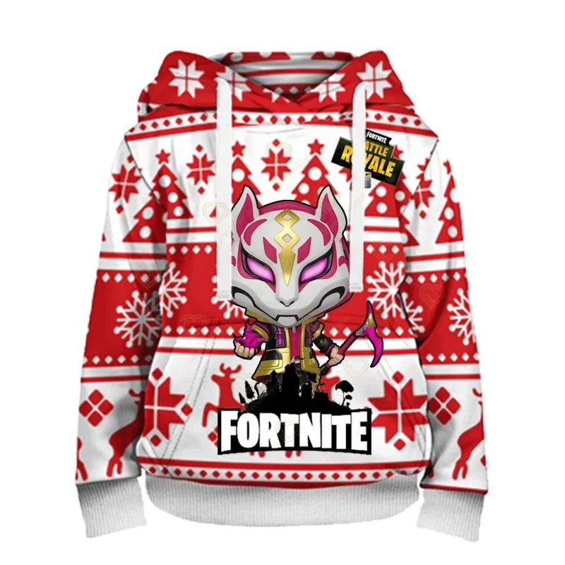 Sweatshirt com capuz Fortnite para homem, estampado 3D, moda Battle Game, para rapazes e raparigas, estilo hip hop, casaco casual masculino