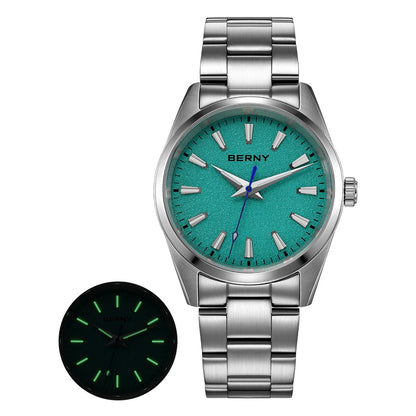 BERNY Men's Watch Luminous AR Sapphire 10ATM Classic  Dress Business Quart Watches for Men Fashion Casual Wristwatch