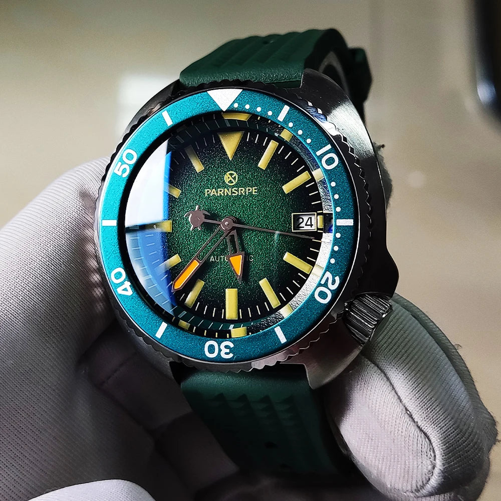 PARNSRPE Diver's Luxury Men's Watch Small Abalone Automatic Mechanical Watch Movement Aseptic Dial Sapphire Glass