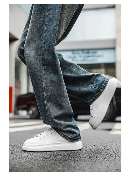 White Minimalist Sneakers For Men Comfy Leather Casual Sneakers Man Platform Skateboard Shoes Outdoor Low-cut Men's Sports Shoes