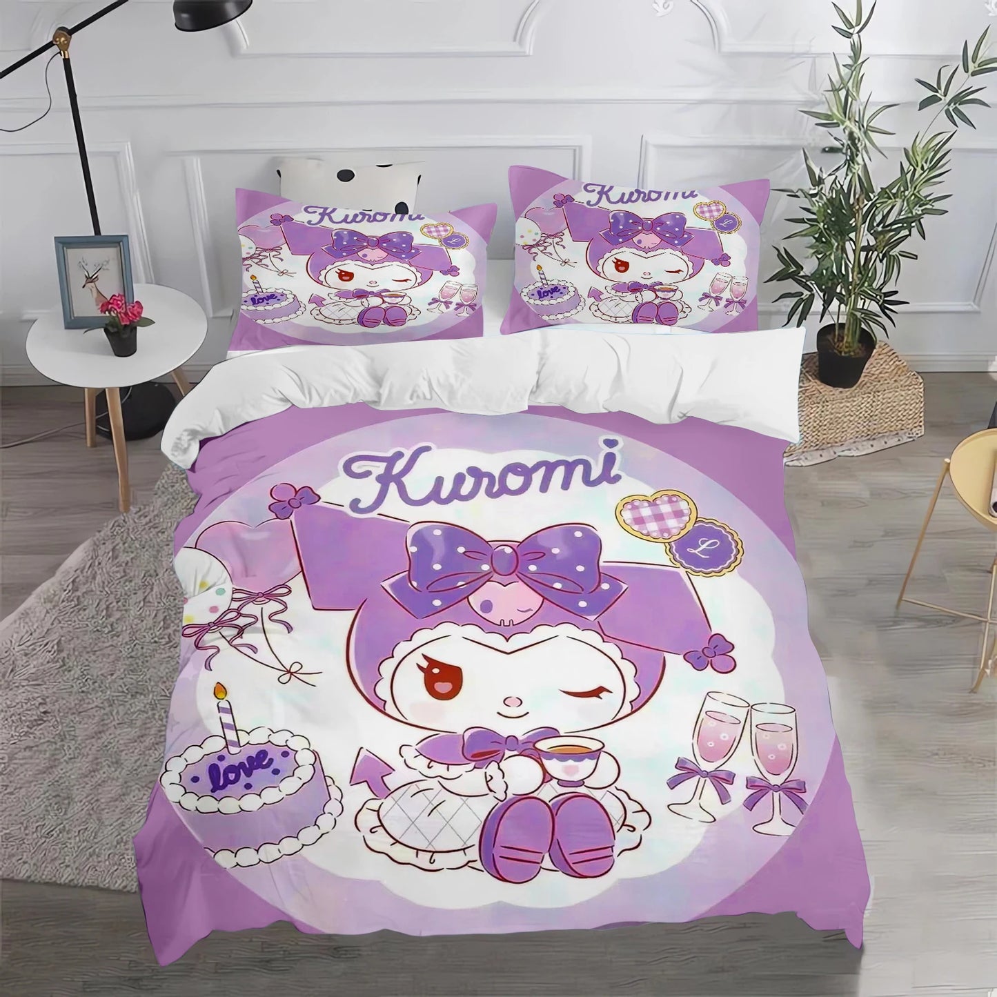 Kuromi Duvet Cover Cute Pillowcase Bedding Set Adult Boy Girl Bedroom Decoration Children Gift Single Double Large Size