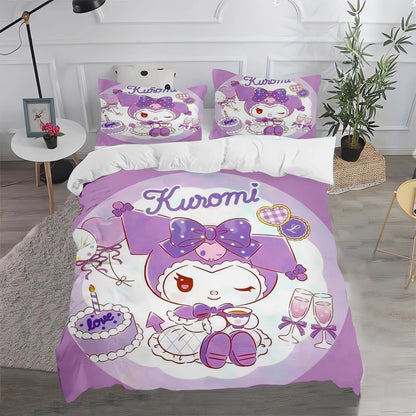 Kuromi Duvet Cover Cute Pillowcase Bedding Set Adult Boy Girl Bedroom Decoration Children Gift Single Double Large Size