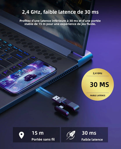 OneOdio EKSA E900 WT Wireless Gaming Headset Tri-Mode Bluetooth 5.3, 2.4GHz RGB Gaming Headset with Noise Cancelling Mic, 80H Battery for PC, PS5, PS4