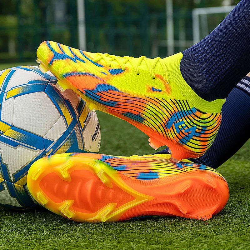 New Men's Soccer Shoes Match Outdoor Sneakers Grass Cleats Hot-selling Football Boots Non-Slip Boys High-quality High-top Light