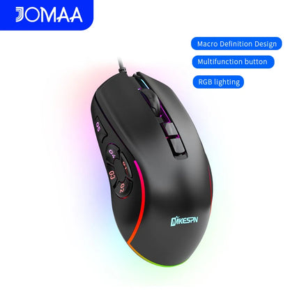 JOMAA X9 RGB Gaming Mouse, 10 Programmable Macro Wired Gaming Mouse, 12800 DPI RGB Wired Mouse for PC, Laptop, FPS, MOBA & Office