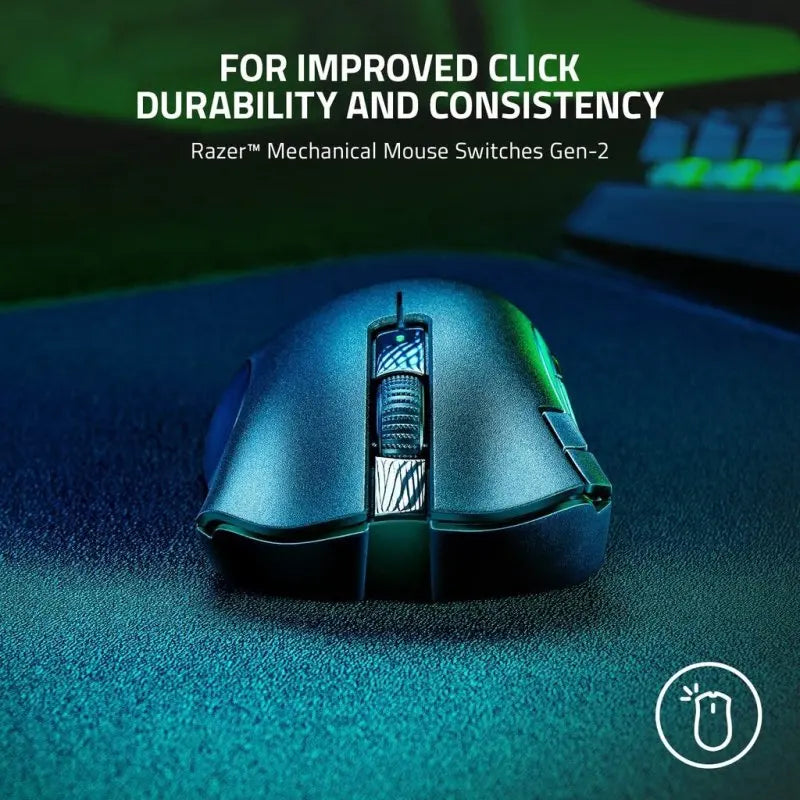 Razer DeathAdder V2 X HyperSpeed Wireless Gaming Mouse with Bluetooth, 5G Optical Sensor, 7 Programmable Buttons, Ergonomic Gaming Mouse