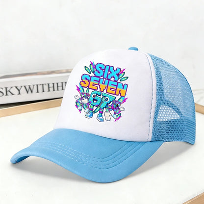 Steal A Brainrot Mesh Baseball Caps Cartoon 67 Six Seven Adult Kids Sports Hats Boys Girls Summer Outdoor Sunshade Peaked Caps