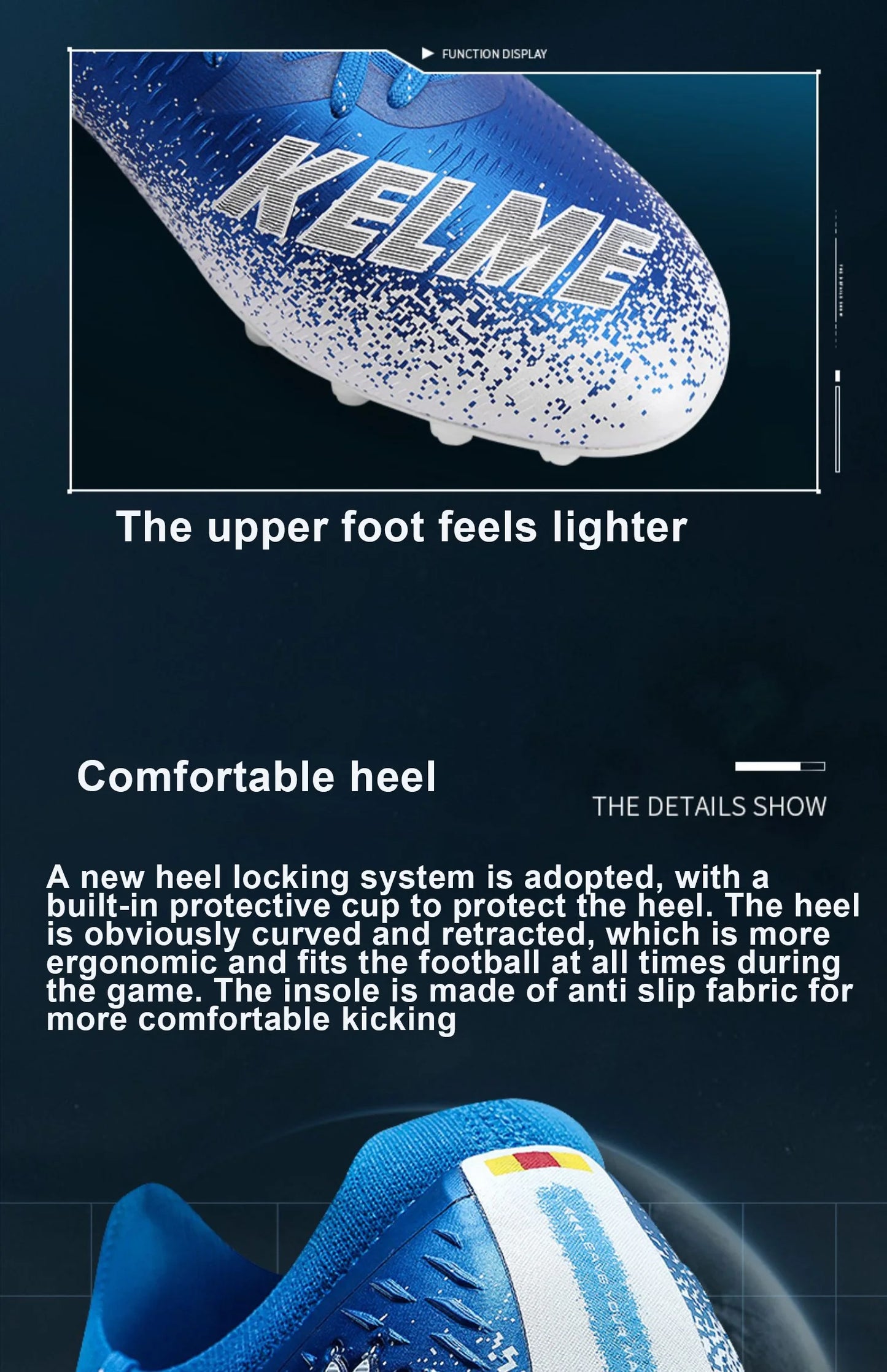 KELME Football Shoes Men's MG Adult Game Short Nails Professional Grass Non-Slip Shock Absorption Training Shoes ZX80121057