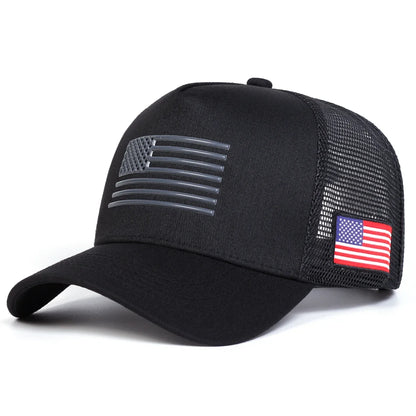 Unisex American Flag Embroidery Baseball Net Caps Spring and Summer Outdoor Adjustable Casual Hats Sunscreen Hat Sports Cap