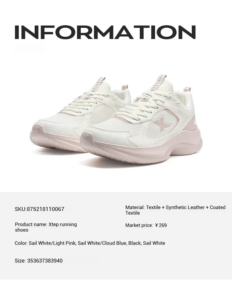 XTEP Running Shoes For Women 2025 Summer New Elastic Comfortable Wear-Resistant Training Professional Sports Shoes 875218110067
