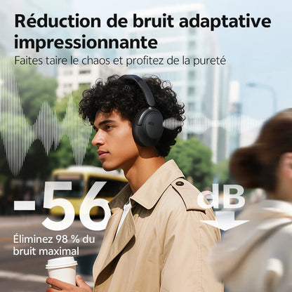 QCY H3S -56dB ANC adaptativa Auriculares Bluetooth 6.0 circumaurales – Auriculares inalámbricos Hi-Res LDAC, batería de 102H, sonido espacial con doble transductor