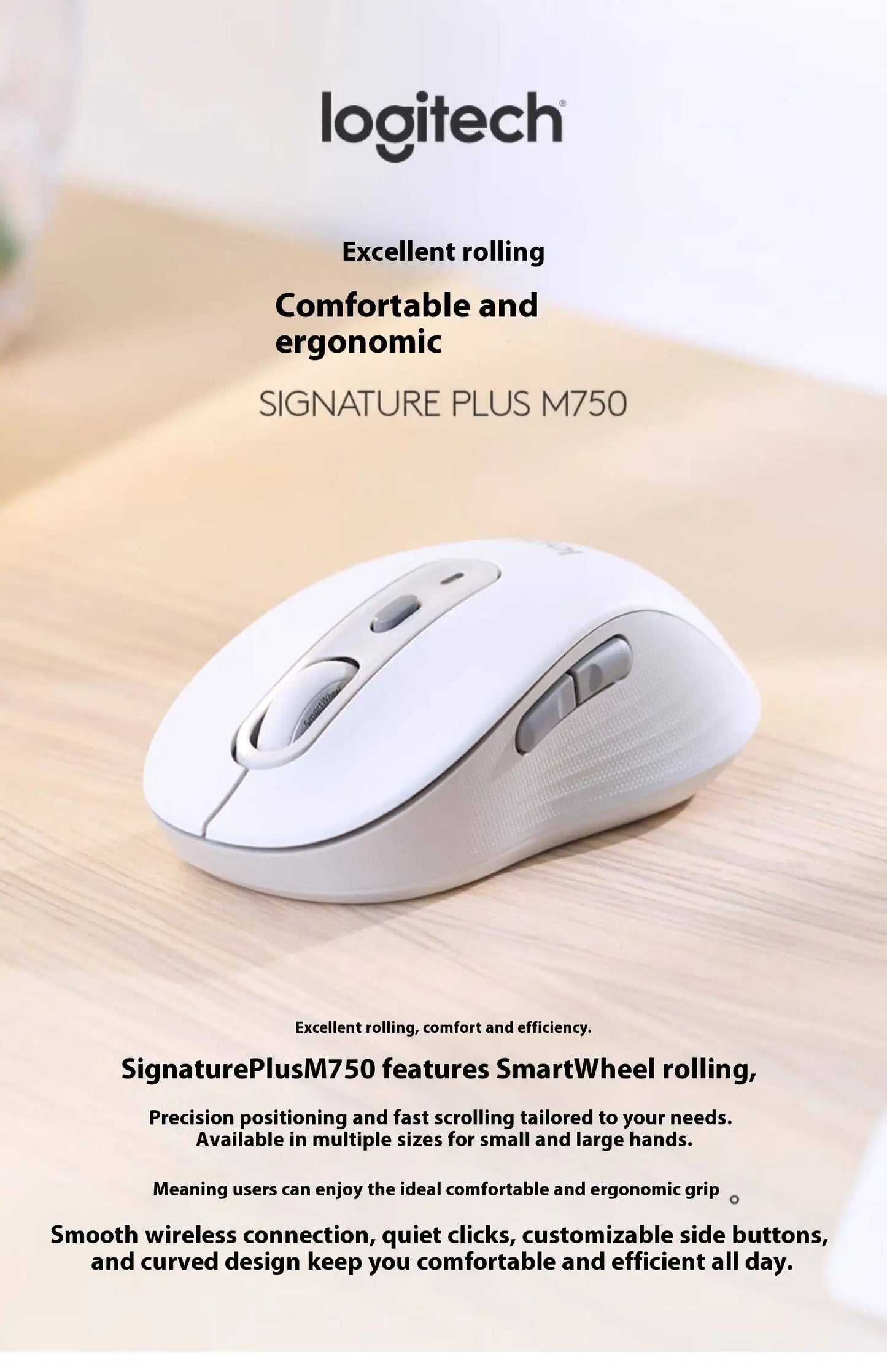 Logitech MX Anywhere 3S Wireless Mouse Bluetooth Ergonomic Mouse for Laptop & Desktop with Silent Clicks and Precision Tracking