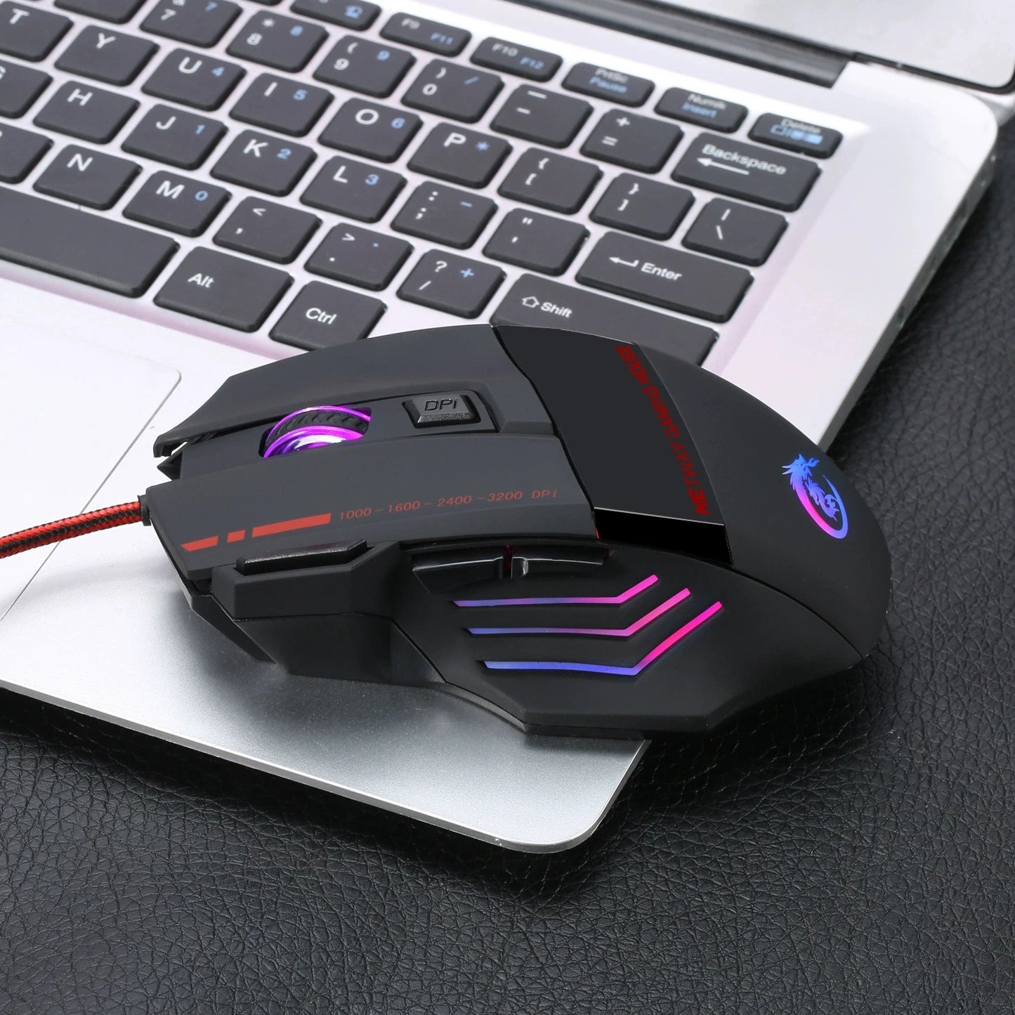 Professional Gaming Wired Mouse 5500 DPI Optical Ergonomic Mouse with 7 Buttons, RGB Backlit USB Gaming Mouse for PC Laptop