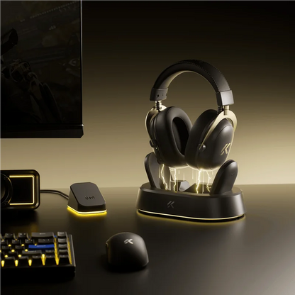 MCHOSE V9 Turbo Wireless Gaming Headset 7.1 Surround Sound RGB Esports Headphones with 60mm Drivers, Noise Cancelling Mic & Charging Base