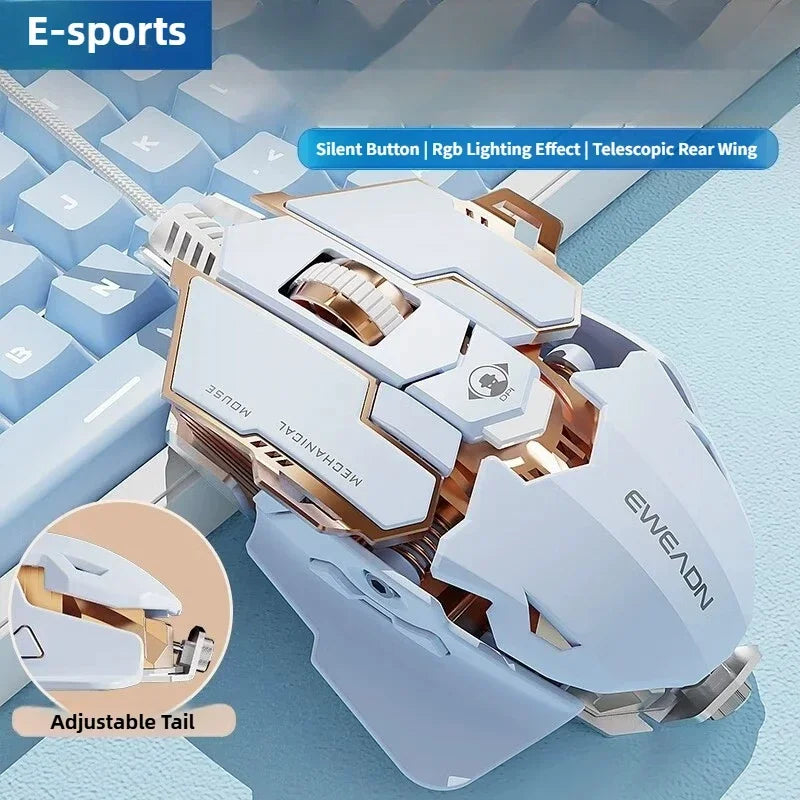 G5 mehanska žična e-športna miška RGB z 9 gumbi, programiranjem makrov, tiha gaming miška 12800 DPI za namizni računalnik in prenosnik