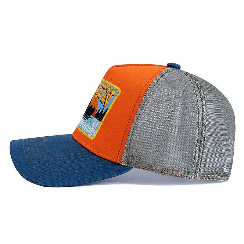 New Style Summer Fishing Cap Breathable Mesh Trucker Hat Men Women Fisherman Embroidered Design Snapback Hat Outdoor Fishing