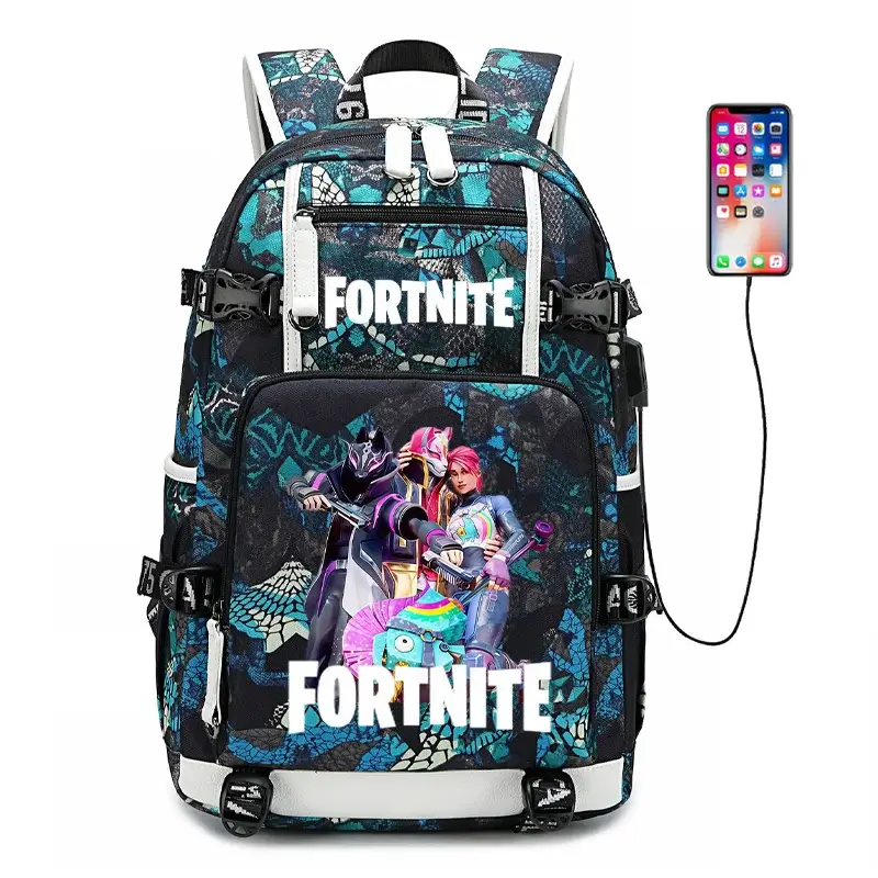 Zaino scolastico Fortnite con stampa gaming per ragazzi e ragazze, grande capacità, impermeabile, leggero e resistente, regalo di compleanno