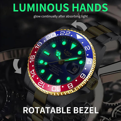 LIGE 2025 brand new men's watch luminous stainless steel business quartz luxury clock waterproof watches for men reloj hommes
