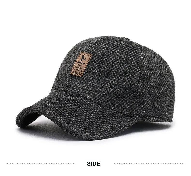 Cappellino da baseball in maglia di lana per l'inverno con paraorecchie - Cappellino da baseball da uomo, cappelli caldi e imbottiti con paraorecchie - Cappellini sportivi da golf - Snapback