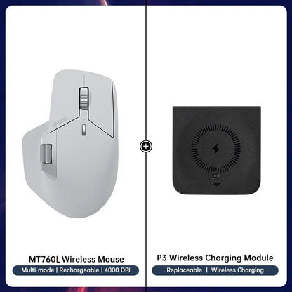 Rapoo MT760 Multi-Mode Rechargeable Wireless Mouse, Ergonomic Bluetooth Mouse with 4000 DPI, Easy-Switch for Up to 4 Devices, USB-C Rechargeable