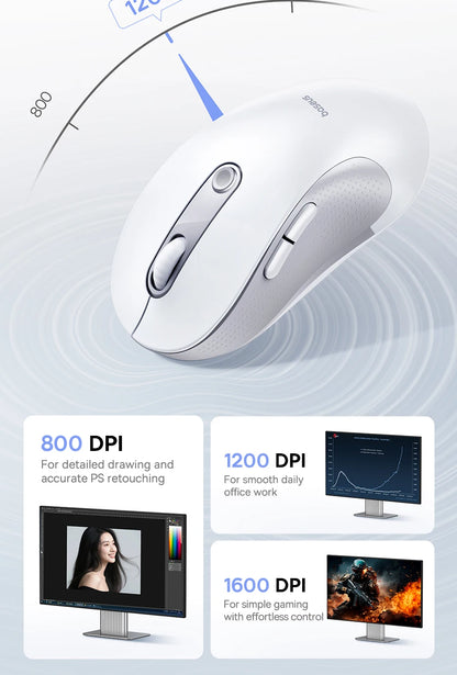 Baseus Wireless Mouse Bluetooth 5.3 Ergonomic Silent Mouse, 2.4GHz Rechargeable Office Mouse with 7 Buttons, Adjustable DPI for Laptop, MacBook, PC & Tablet