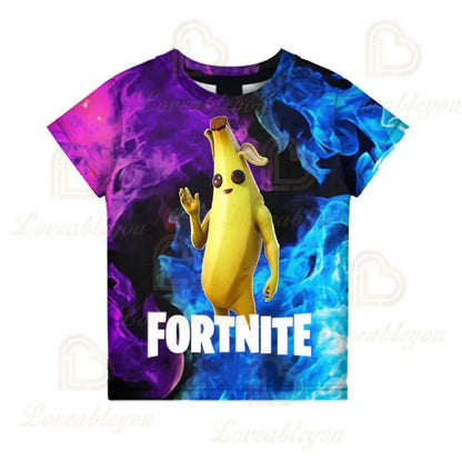 T-shirt infantil 3D Fortnite Victory Game – roupa de bebé Harajuku, top fofo de herói Battle Royale para meninos e meninas