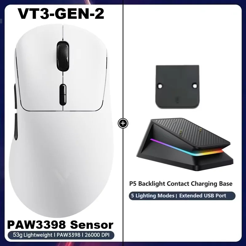 Rapoo VT3Pro GEN-1 Wireless Gaming Mouse 26,000 DPI, 8KHz Polling Rate, 59g Lightweight, 9 Programmable Buttons, PAW3398 Optical Sensor