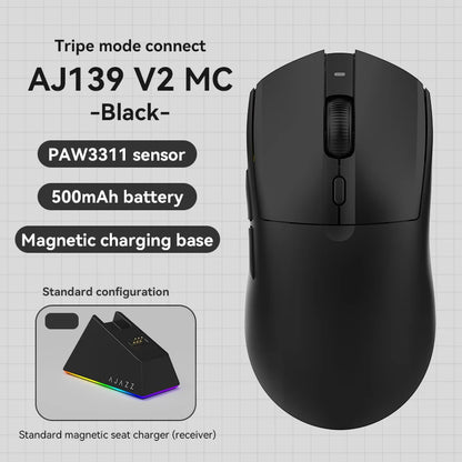 Mysz bezprzewodowa AJAZZ AJ139Pro/AJ139V2MC z chipsetem PMW3395/PAW3311, 12000–26000Dpi, profesjonalna mysz gamingowa