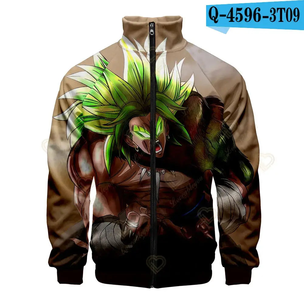 New Fashion Dragon Ball Print Stand Collar Zipper Hoodie Men Women Zipper Hoodies Jackets Long Sleeve Sport Hip Hop Sweatshirts, Produit gaming premium Fraquane