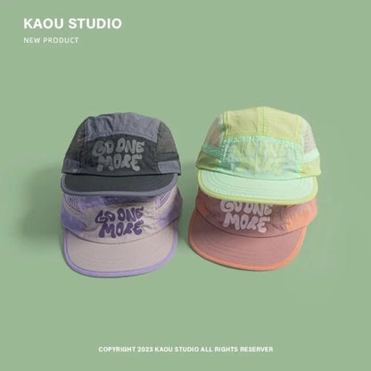 Baseballkappe mit weicher Krempe, schnell trocknend, Retro-Stil, 5-Panel, Sonnenschutz, atmungsaktiv, Freizeitkappe, Hip-Hop-Kappe, Mesh-Laufkappen