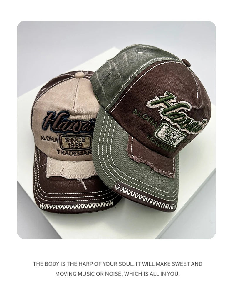 Korean Vintage Washing Men Women Baseball Hats Cotton Snapback Caps Embroidery New Versatile Fashion Letter Leisure Distress