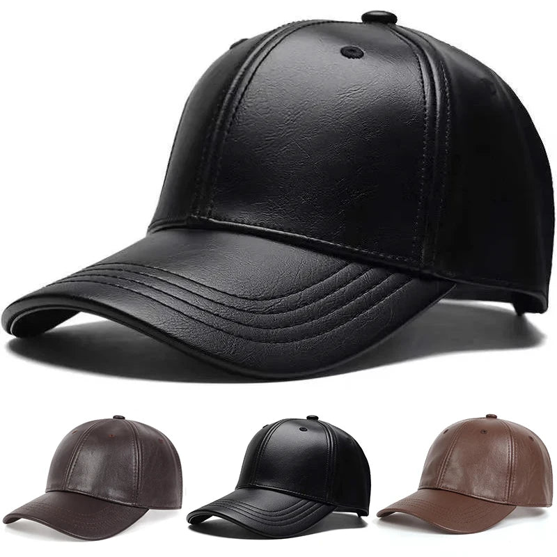 Unisex-Baseballmützen aus PU-Leder für Männer und Frauen – Hip-Hop-Snapback-Caps für Männer und Frauen – Baseballmützen – verstellbare Sonnenhüte – Trucker-Caps