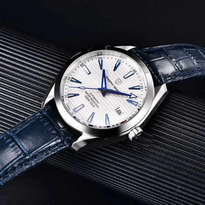 Relógio de luxo para homem PAGANI DESIGN – Modelo automático mecânico (calibre 8215), em aço inoxidável, estanque, com indicador de data e ponteiros luminescentes